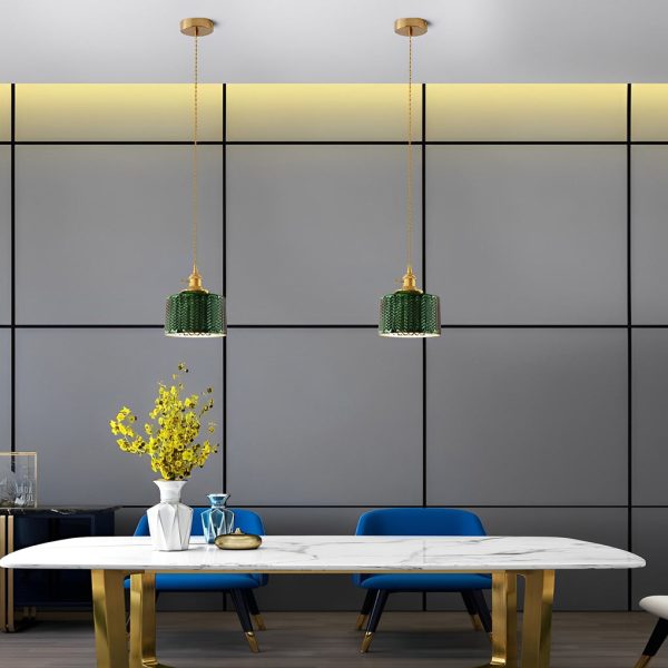 Creative Personality LED Copper Glass Green Retro Nordic Pendant Lights - Image 3