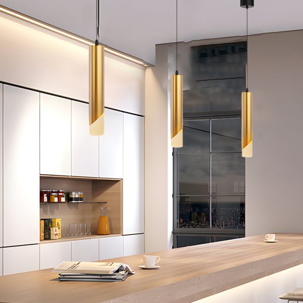 Hardware Slender Cylinder 3 Step Dimming Gold Modern LED Pendant Lights - Image 3