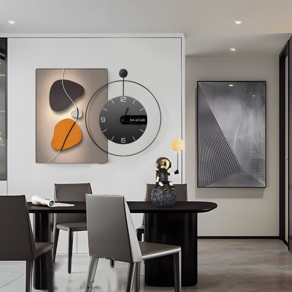 Geometric Silent Wall Clock Canvas Painting Wall Art Decor - Image 4