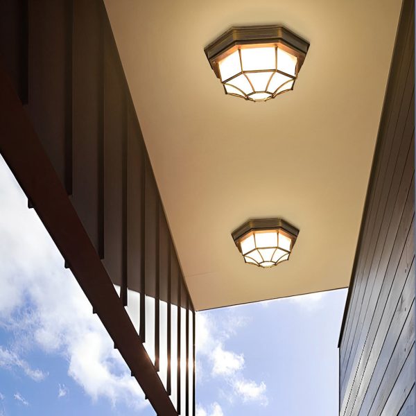 Outdoor Waterproof Aluminum Glass LED European Style Ceiling Lights - Image 2