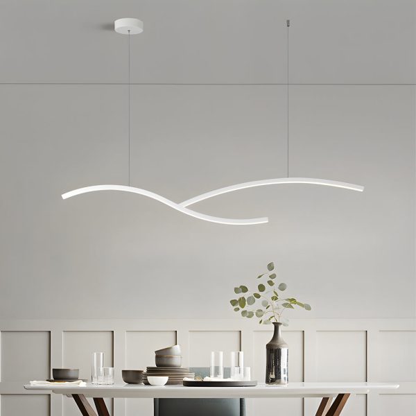 39.4"/47.2" Wide Black/White Wave Linear LED Pendant - Image 3