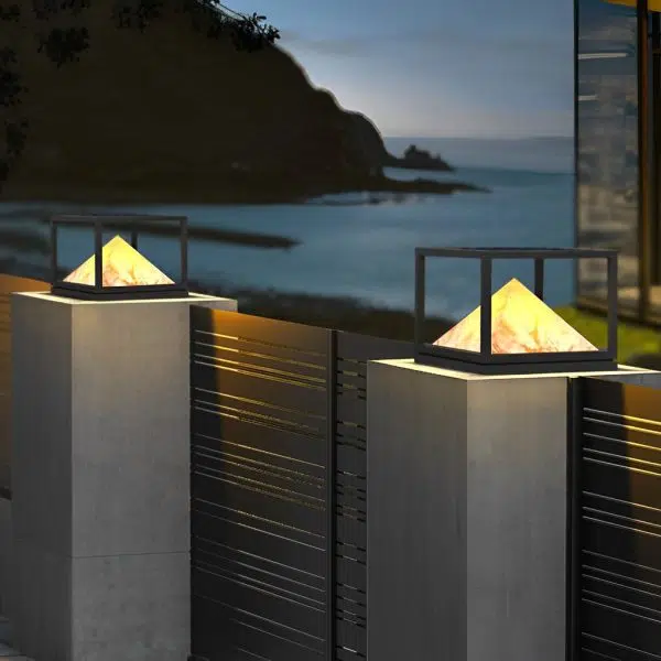 Square Mountain LED Waterproof IP65 Black Modern Solar Pillar Lights - Image 3