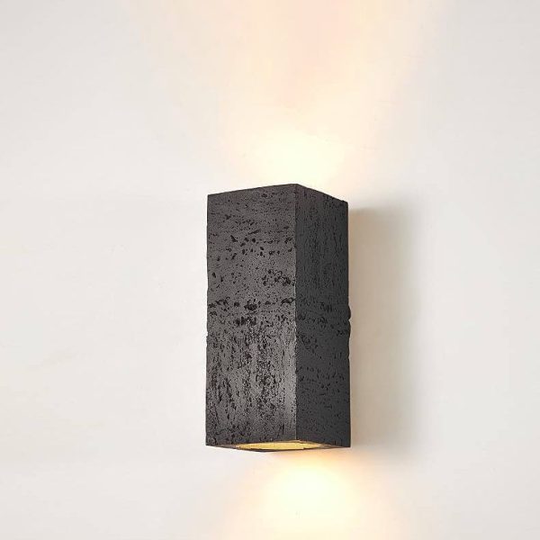 Retro Wabi-sabi Square Column Hand Sculpted LED Wall Sconce Lamp - Image 8