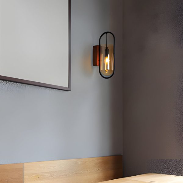 Retro Wood Base Iron Glass Shade LED 3 Step Dimming Nordic Wall Lights - Image 3
