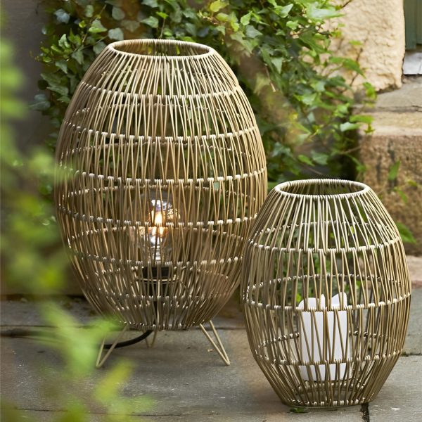 Spaceship Lighting Handmade Rattan Oval Cage Waterproof Outdoor Floor Lamp - Image 3