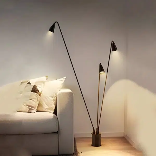 Classic Industrial Black Multi-Head LED Floor Lamp - Image 2