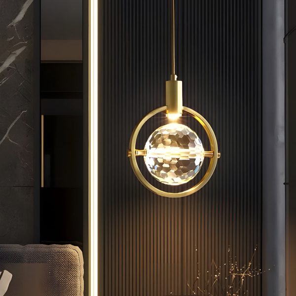 Round Semicircle Crystal Ball Ins LED Creative Modern Hanging Lights Fixture - Image 2