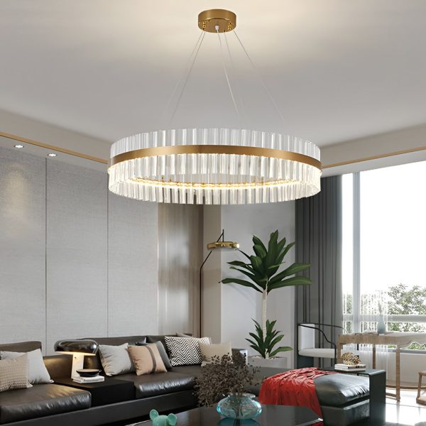 Round Electroplated Metal Crystal 3 Step Dimming LED Nordic Chandelier - Image 2