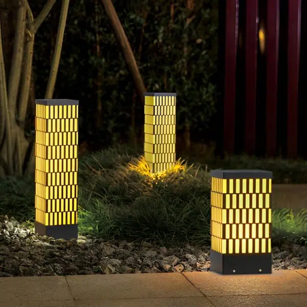 Retro Grid Designed Waterproof LED Black Modern Lawn Lamp Outdoor Lighting - Image 7