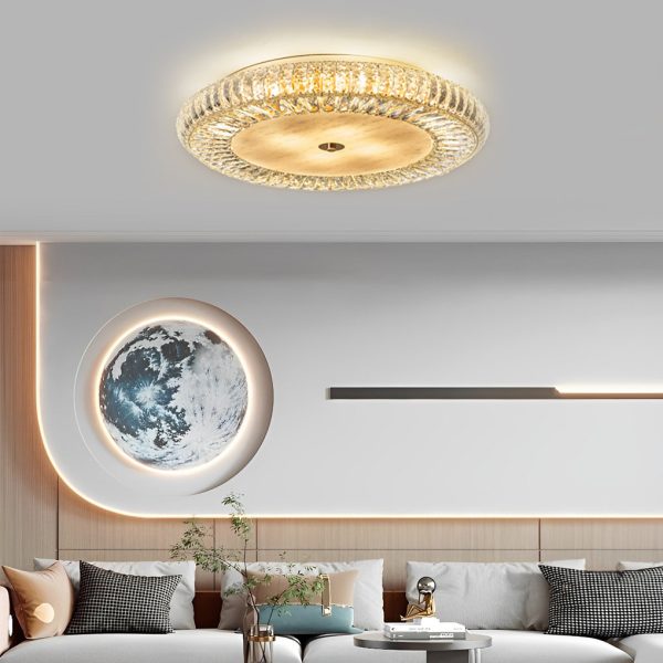 Round Crystal Three Step Dimming Glass Luxury Modern Ceiling Light Fixture - Image 2
