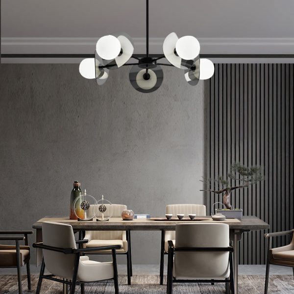 Round Electroplated Glass Piece Copper Black Modern Chandeliers Light - Image 3