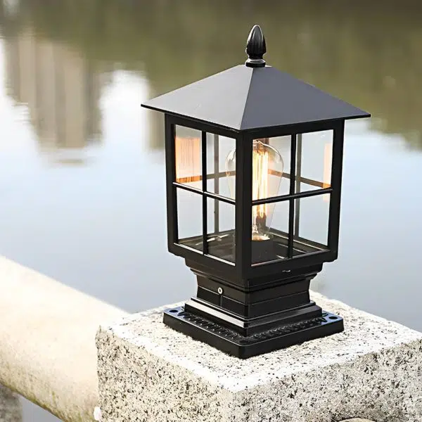Traditional Square Waterproof LED Black Classic Solar Post Caps Lights - Image 4