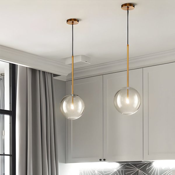 1-Light Clear Glass Globe Pendant Light Modern Hanging Lighting Fixture - Image 2