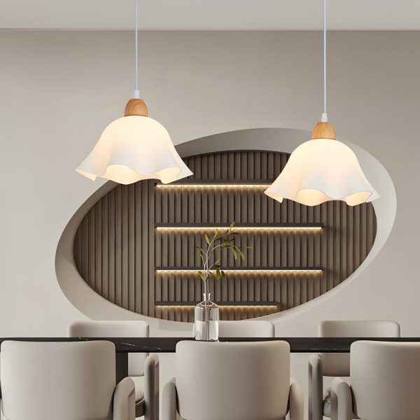 Acrylic Flower Creative Elegant Wood White Nordic Pendant Lights Chandelier - Image 3