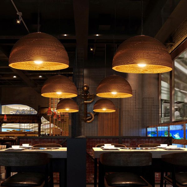 Contemporary Retro Paper Elliptic Spherical Bell Trapezoid Semicircle Polygonal 1-Light Pendant Light For Dining Room - Image 7