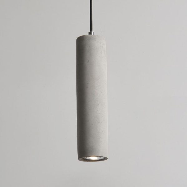 Contemporary Industrial Cylindrical Rough Texture Cement 1-Light Pendant Light For Living Room - Image 18