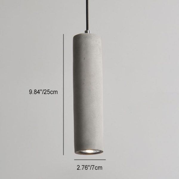 Contemporary Industrial Cylindrical Rough Texture Cement 1-Light Pendant Light For Living Room - Image 7