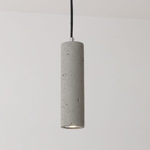 Contemporary Industrial Cylindrical Rough Texture Cement 1-Light Pendant Light For Living Room - Image 17