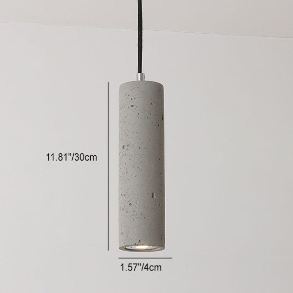 Contemporary Industrial Cylindrical Rough Texture Cement 1-Light Pendant Light For Living Room - Image 8