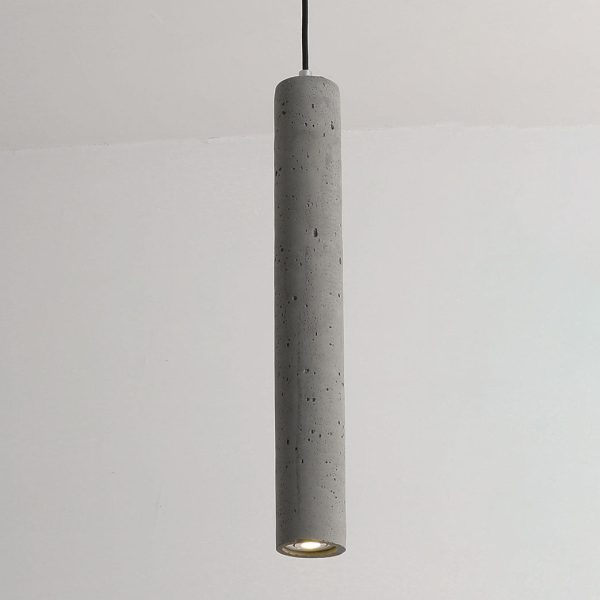 Contemporary Industrial Cylindrical Rough Texture Cement 1-Light Pendant Light For Living Room - Image 19