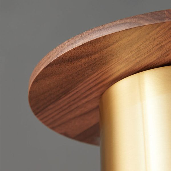 Nordic Luxury Walnut Brass Column 1-Light Pendant Light - Image 12