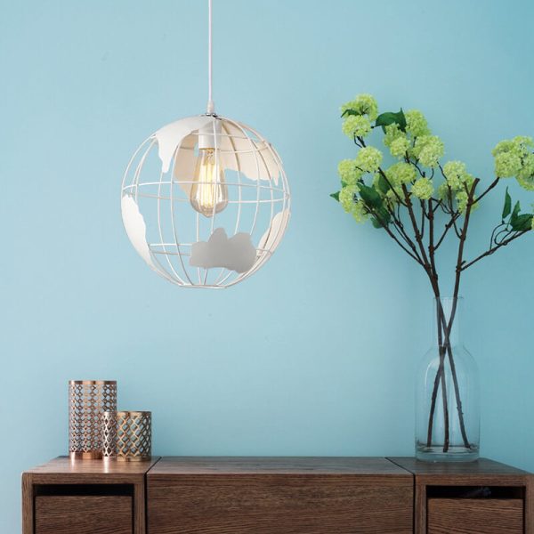 Earth Shaped Metal Lampshade 1-Light Globe Pendant Light - Image 2