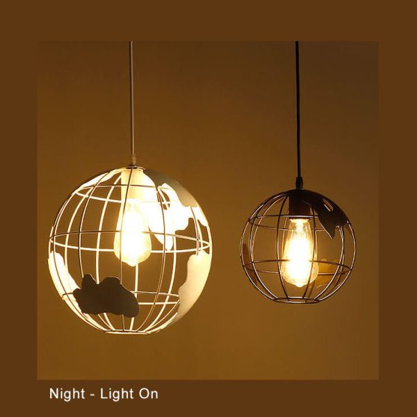 Earth Shaped Metal Lampshade 1-Light Globe Pendant Light - Image 11