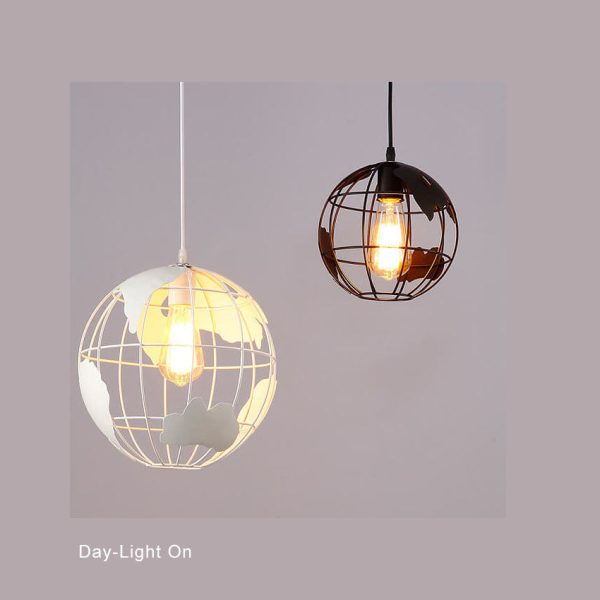 Earth Shaped Metal Lampshade 1-Light Globe Pendant Light - Image 10