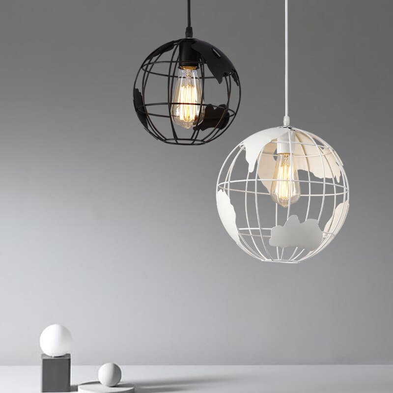 4707841883-928037750.jpg Earth Shaped Metal Lampshade 1-Light Globe Pendant Light - Image 1