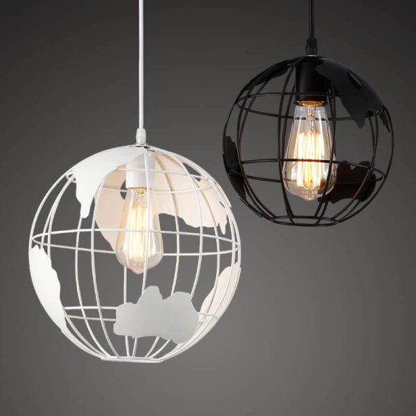 Earth Shaped Metal Lampshade 1-Light Globe Pendant Light - Image 12