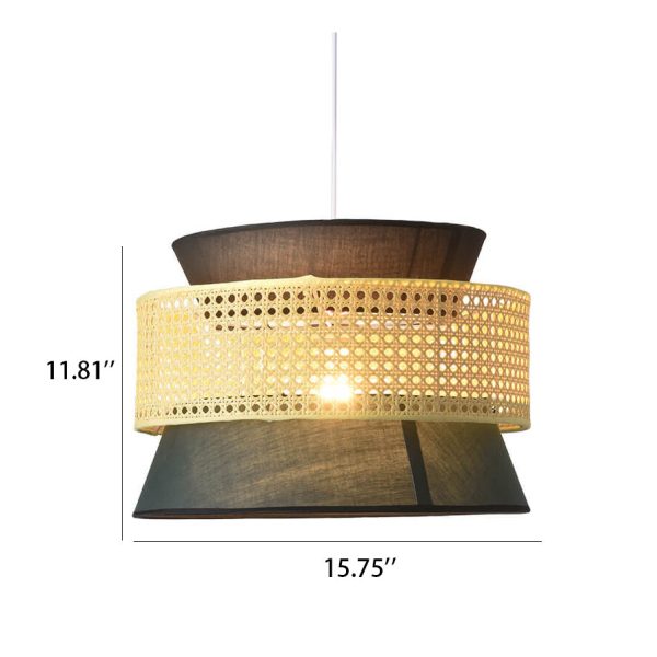 Modern Rattan Japanese Drum Shape 1-Light Pendant Light - Image 5