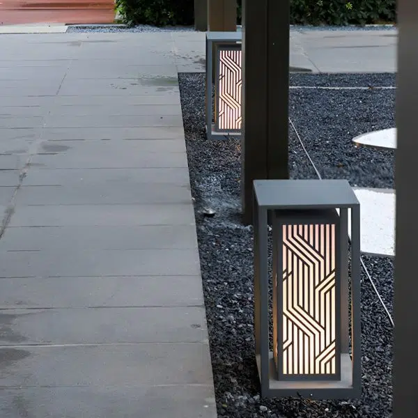 Gray Retro Aesthetic Waterproof LED Outdoor Pathway Cuboid Lantern - Image 4