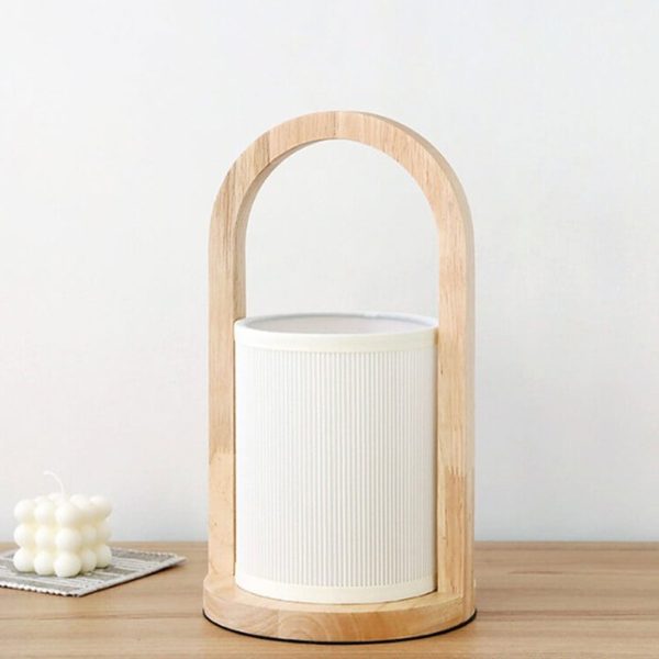 Nordic Fabric Column Solid Wood Portable Design 1-Light Table Lamp - Image 2
