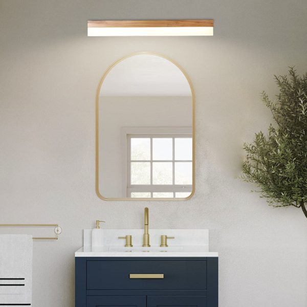 Natural Wooden LED Bathroom Vanity Light with Plastic Shade Mirror Lighting Fixture - Image 5