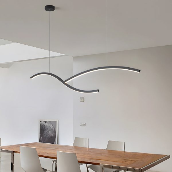 39.4"/47.2" Wide Black/White Wave Linear LED Pendant - Image 2