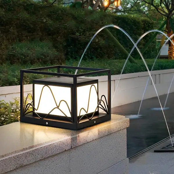 Square Waterproof Mountain Scenery Outdoor Solar Post Caps Lights - Image 5