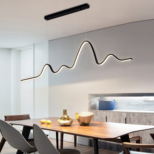 Minimalist Wave Line Strip Three Step Dimming LED Nordic Chandelier Light - Image 5