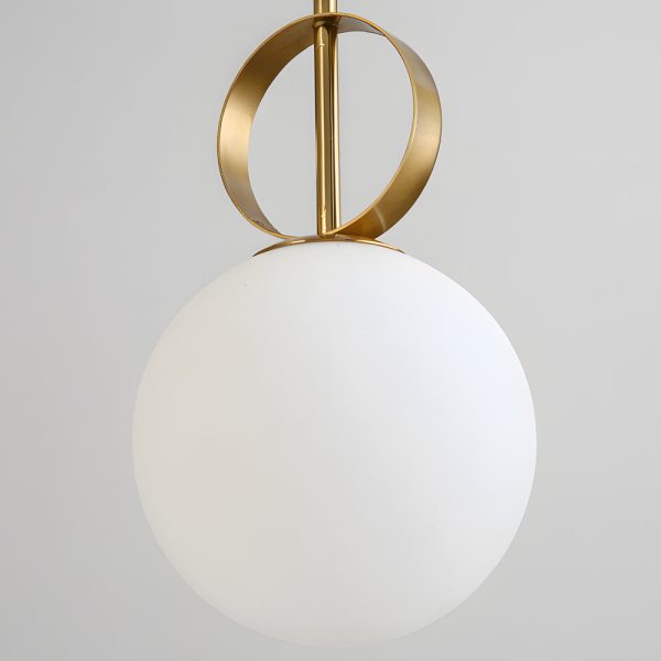 1-Light Gold Hanging Opal Glass Globe Pendant Light - Image 6