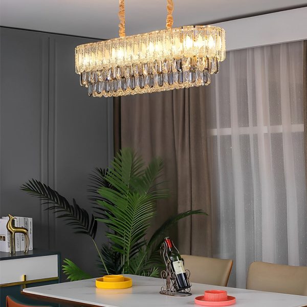 Round Three Step Dimming LED Crystal Strips Postmodern Chandelier Light - Image 2