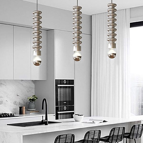 Long Creative Spiral Gourd Metal Semi-Plated Colorful Modern Pendant Lights - Image 2