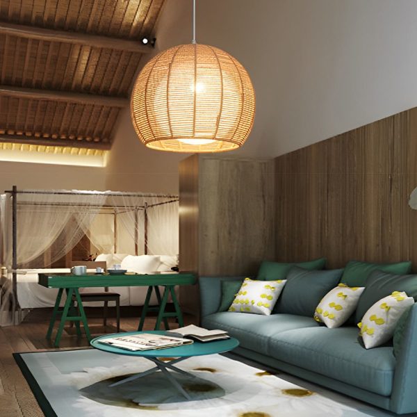 Creative Rattan Rope Woven Lantern LED Nordic Chandelier Pendant Lights - Image 4