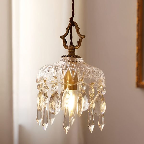 Retro Glass Crystal LED Gold Modern Pendant Lights Hanging Ceiling Lamp - Image 3