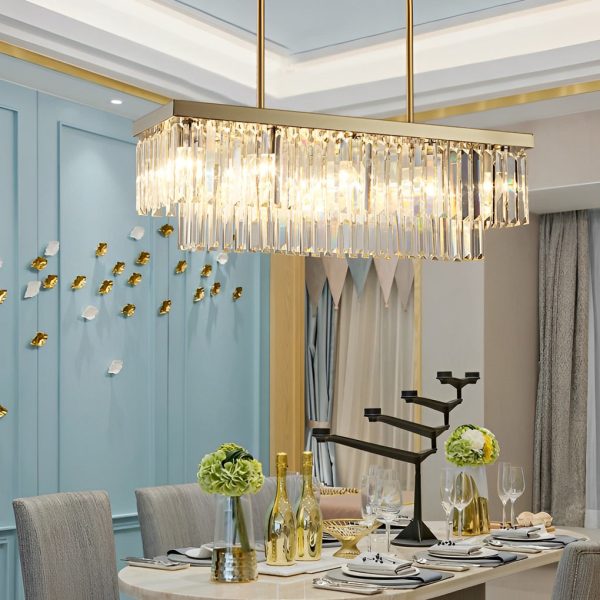 Rectangular LED Three Step Dimming Crystal Strips Postmodern Chandelier - Image 5