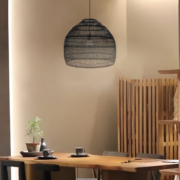 15.7-/19.7-Inch W Rattan Woven Dome Pendant Light - Image 3