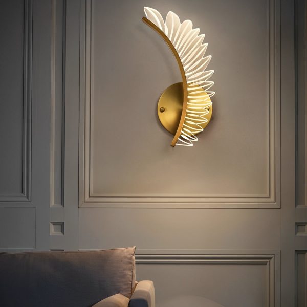Acrylic Leaves Feathers LED Three Step Dimming Postmodern Wall Lamp - Image 3