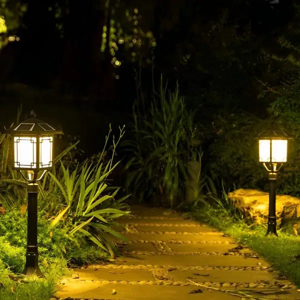 Ancient House Style Solar LED Post Light with 3-Step Dimming Durable Outdoor Lamp - Image 3