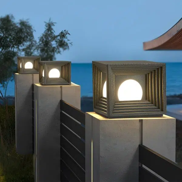 Waterproof Square Creative LED Black Modern Solar Fence Post Lights - Image 2