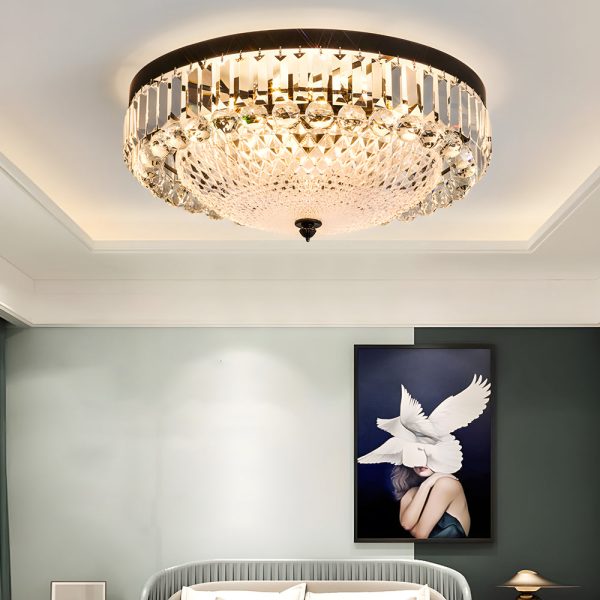 Round Crystal LED 3 Step Dimming Luxury American Style Ceiling Lights - Image 5