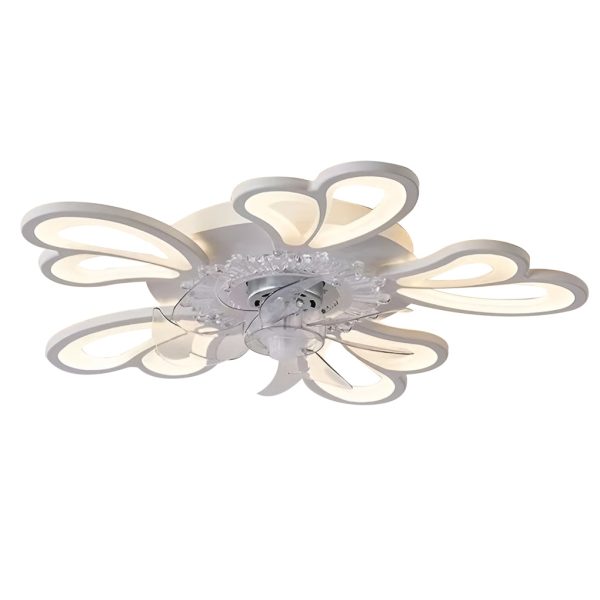 Creative Flower Shaped Three Step Dimming LED Nordic Ceiling Fan Lights - Image 12