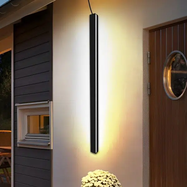 Minimalist Long Strip LED Waterproof Black Modern Solar Wall Sconce Lighting - Image 6